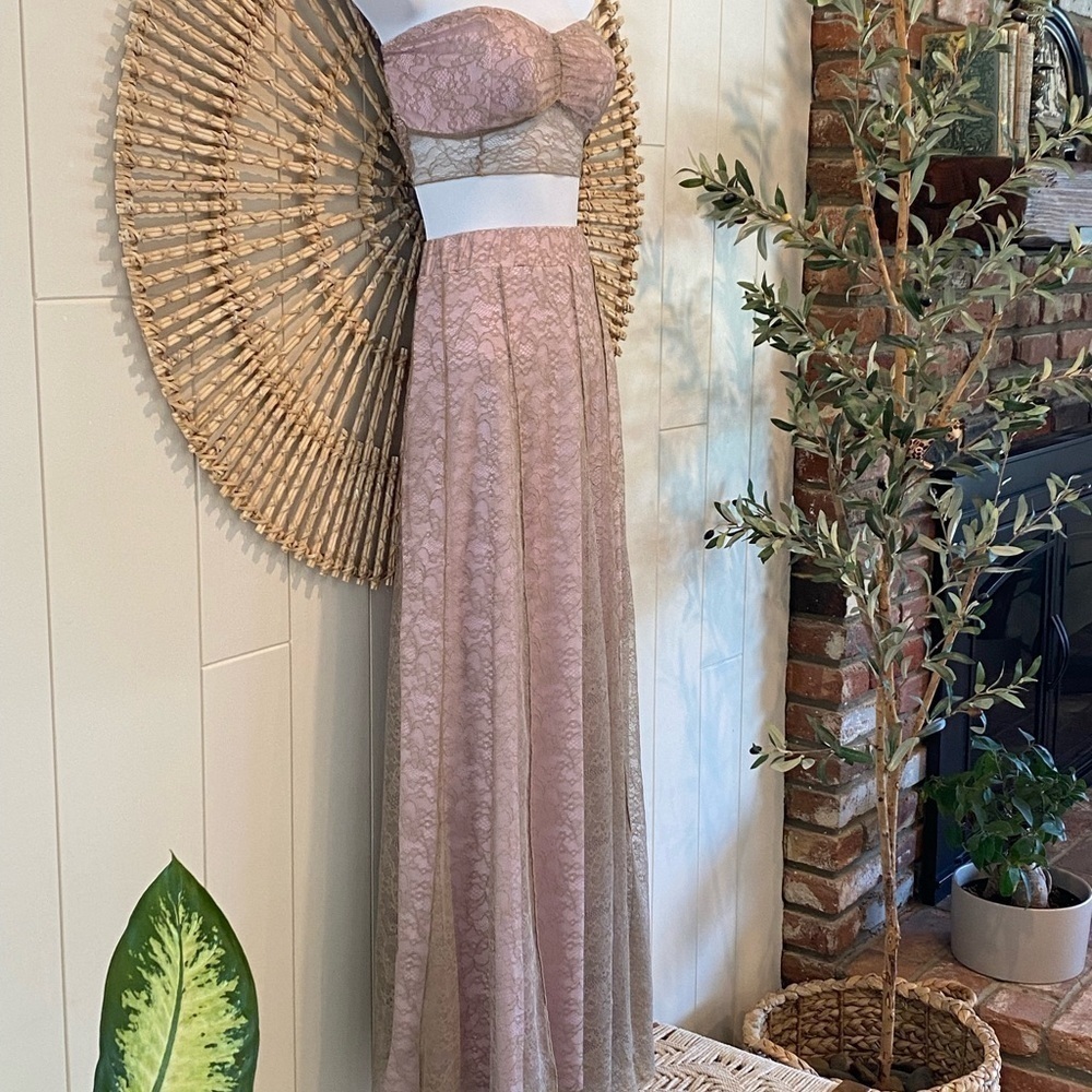 Free People Shape Of You Maxi Skirt Set New without tag Size XS Sandy Pink Combo - Picture 6 of 13